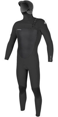 2024 O'Neill Hombres Epic 6/5/4mm Chest Zip Con Capucha Neopreno 5377 - Black